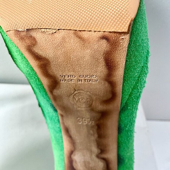 Viktor & Rolf Green Suede Platform Tassel Heels Size EU 39.5- Italy - Picture 9 of 12